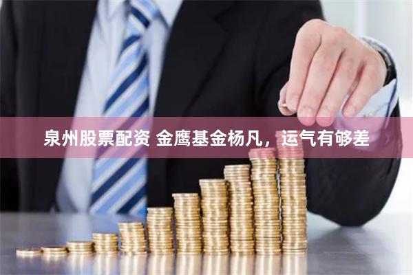 泉州股票配资 金鹰基金杨凡，运气有够差