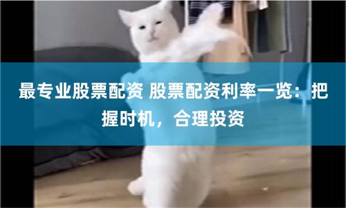 最专业股票配资 股票配资利率一览：把握时机，合理投资